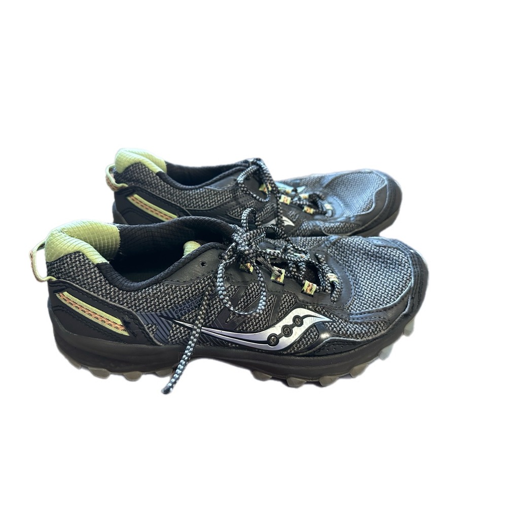 Saucony‎ Trail Running Shoes Size 7.5 Black Yellow Athletic Sneakers S10392-8